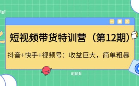 短视频带货特训营（第12期）抖音+快手+视频号