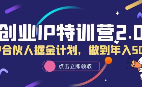 创业IP特训营2.0,IP合伙人掘金计划,做到年入50W