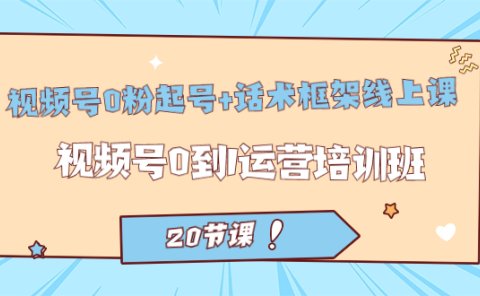 视频号·0粉起号+话术框架线上课:视频号0到1运营培训班(20节课)
