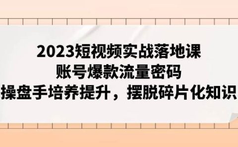 2023短视频实战落地课，账号爆款流量密码，操盘手培养提升，摆脱碎片化知识