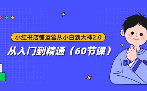 小红书店铺运营从小白到大神2.0,从入门到精通(60节课)