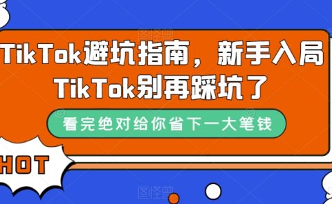 TikTok·避坑指南，新手入局Tk别再踩坑了（10节课）