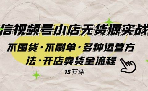 微信视频号小店无货源实战 不囤货·不刷单·多种运营方法·开店卖货全流程