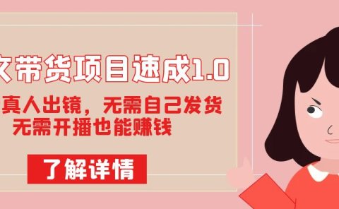 图文带货项目速成1.0:无需真人出镜,无需自己发货,无需开播也能赚钱!