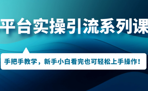 多平台实操引流系列课程，手把手教学，新手小白看完也可轻松上手引流操作