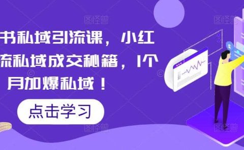 小红书私域引流课,小红书引流私域成交秘籍,1个月加爆私域