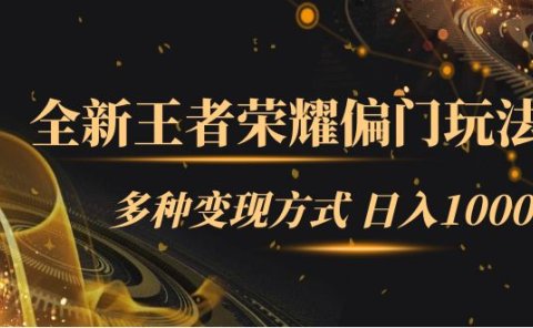 全新王者荣耀偏门玩法,多种变现方式 一天1000+小白闭眼入(附1000G教材)