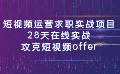 短视频运-营求职实战项目，28天在线实战，攻克短视频offer（46节课）