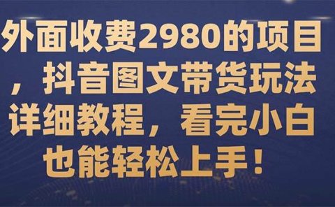 外面收费2980的项目,抖音图文带货玩法详细教程,看完小白也能轻松上手!