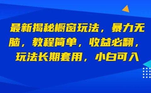 最新揭秘橱窗玩法,暴力无脑,收益必翻,玩法长期套用,小白可入