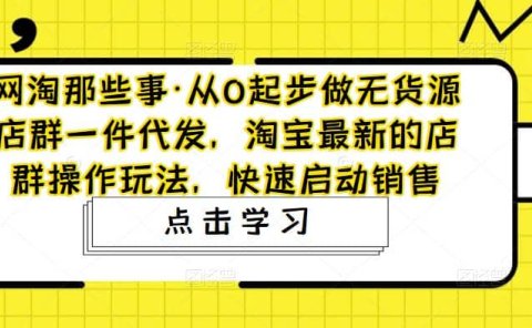 从0起步做无货源店群一件代发，淘宝最新的店群操作玩法，快速启动销售