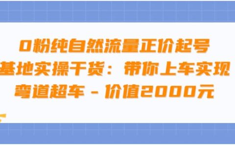 0粉纯自然流量正价起号基地实操干货:带你上车实现弯道超车 - 价值2000元