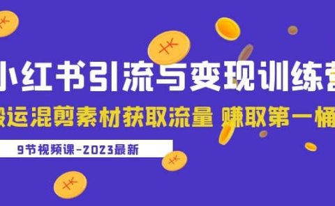 2023小红书引流与变现训练营：搬运混剪素材获取流量 赚取第一桶金（9节课）