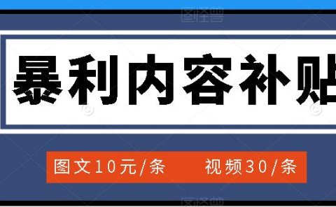 百家号暴利内容补贴项目，图文10元一条，视频30一条，新手小白日赚300+