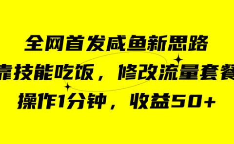 咸鱼冷门新玩法,靠“技能吃饭”,修改流量套餐,操作1分钟,收益50+