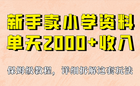 我如何通过卖小学资料,实现单天2000+,实操项目,保姆级教程+资料+工具