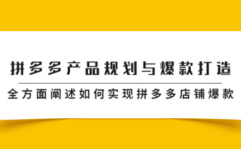 拼多多产品规划与爆款打造,全方面阐述如何实现拼多多店铺爆款