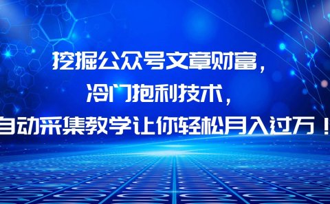 挖掘公众号文章财富,冷门抱利技术,让你轻松月入过万