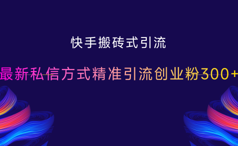 快手搬砖式引流，最新私信方式，精准引流创业粉300+