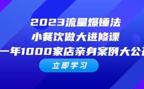 2023流量 爆锤法,小餐饮做大进修课,一年1000家店亲身案例大公开