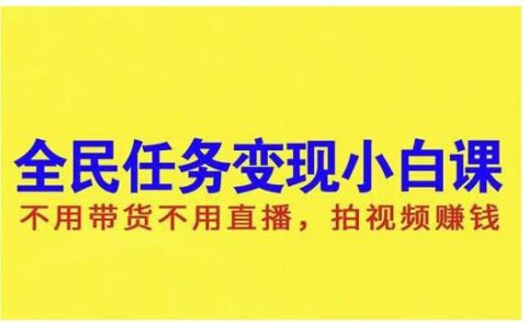 抖音全民任务变现小白课，不用带货不用直播，拍视频就能赚钱