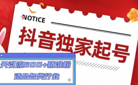 抖音独家起号,适合各类行业(9节视频课)