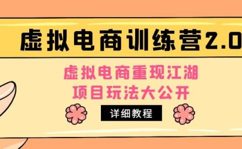 小红书虚拟电商训练营2.0，虚拟电商重现江湖，项目玩法大公开【详细教程】