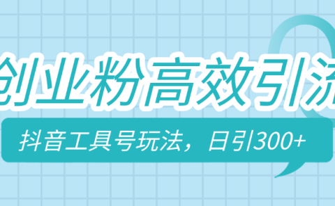 创业粉高效引流,抖音工具号玩法,日引300+,不要成为学习高手,要成为实战高手