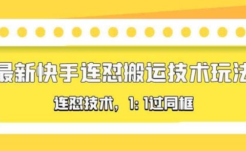 对外收费990的最新快手连怼搬运技术玩法，1:1过同框技术（4月10更新）