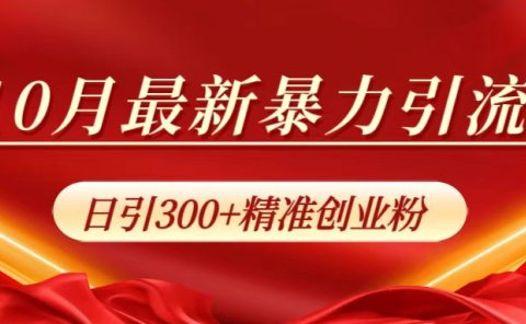 10月最新暴力引流，日引300+精准创业粉