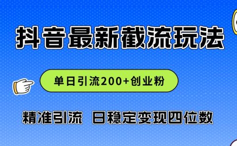 2024年抖音评论区最新截流玩法，日引200+创业粉，日稳定变现四位数实操...