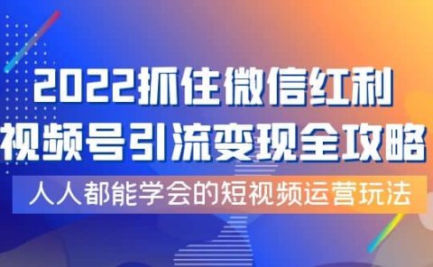 2022抓住微信红利,视频号引流变现全攻略,人人都能学会的短视频运营玩法