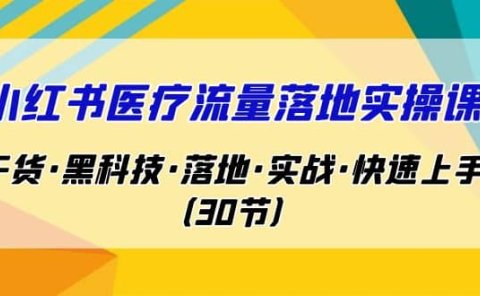 小红书·医疗流量落地实操课,干货·黑科技·落地·实战·快速上手(30节)
