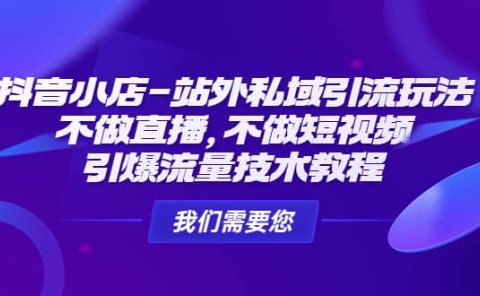 抖音小店-站外私域引流玩法：不做直播，不做短视频，引爆流量技术教程