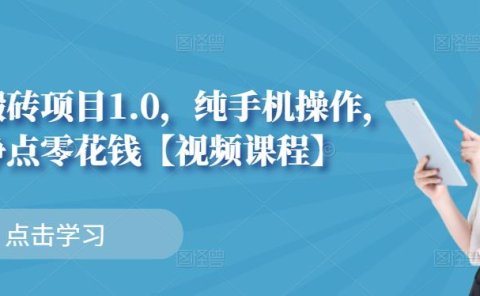 小白搬砖项目1.0，纯手机操作，每天兼职挣点零花钱