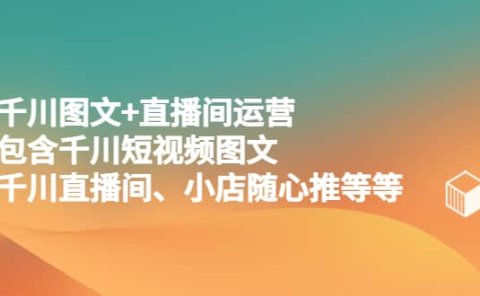 千川图文+直播间运营,包含千川短视频图文、千川直播间、小店随心推等等
