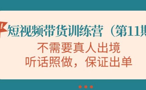短视频带货训练营（第11期），不需要真人出境，听话照做，保证出单