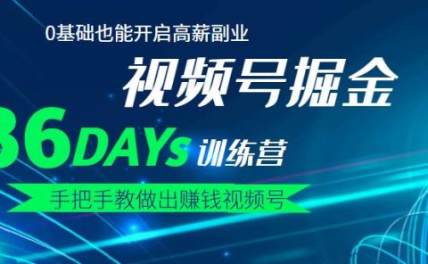 【视频号掘金营】36天手把手教做出赚钱视频号，0基础也能开启高薪副业