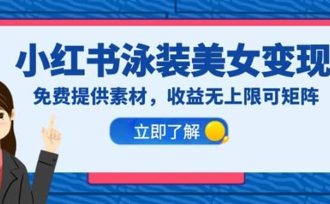 小红书泳装美女变现,免费提供素材,收益无上限可矩阵(教程+素材)