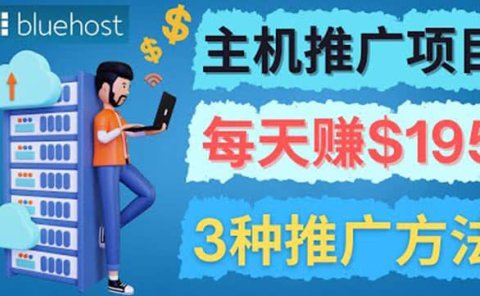 在Youtube推广Bluehost主机赚钱项目，日赚195美元以上