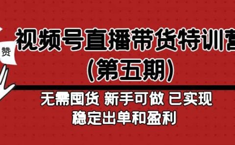 视频号直播带货特训营（第五期）无需囤货 新手可做 已实现稳定出单和盈利