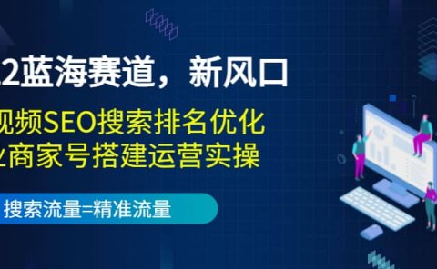 2022蓝海赛道，新风口：短视频SEO搜索排名优化+企业商家号搭建运营实操