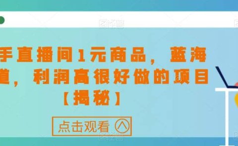 快手直播间1元商品,蓝海赛道,利润高很好做的项目【揭秘】