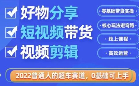 2022普通人的超车赛道「好物分享短视频带货」利用业余时间赚钱（价值398）