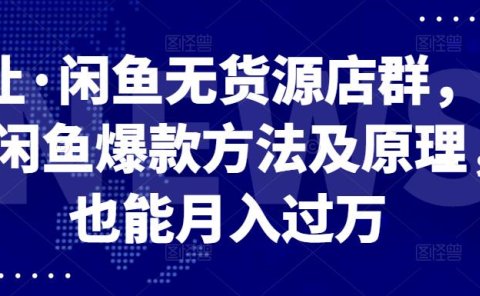 卓让·闲鱼无货源店群，掌握闲鱼爆款方法及原理，也能月入过万