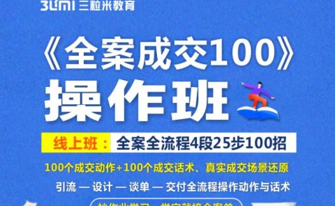《全案成交100》全案全流程4段25步100招，操作班