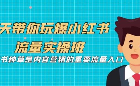 5天带你玩爆小红书流量实操班，小红书种草是内容营销的重要流量入口