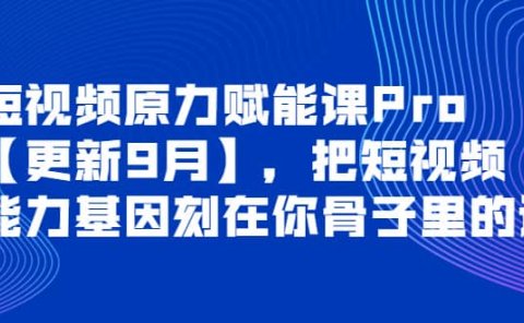 短视频原力赋能课Pro【更新9月】，把短视频能力基因刻在你骨子里的课
