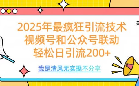 2025年最疯狂引流技术，视频号和公众号联动，轻松日引流200+