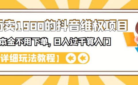 外面卖1980的抖音项目：不用成本不用下单，日入过千算入门【详细玩法教程】